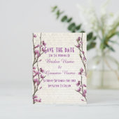 mauve bloemenland stijl Sla de datum op Aankondigingskaart (Staand voorkant)