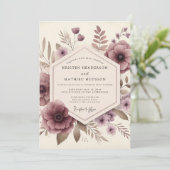 Mauve Bloemige Bosbruiloft Kaart (Staand voorkant)