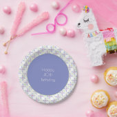 Mauve bloemmotief papieren bordje (Feest)