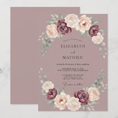 Mauve Bloesem Bloeiende Bruiloft Kaart (Voorkant / Achterkant)