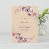 Mauve Bloesem Boog Bruiloft Kaart (Staand voorkant)