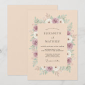 Mauve Bloesem Botanische Bruiloft Kaart (Voorkant / Achterkant)