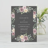 Mauve Bloesem Bruiloft Kaart (Staand voorkant)