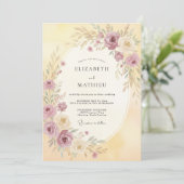 Mauve Bloesem Romantisch Huwelijk Kaart (Staand voorkant)