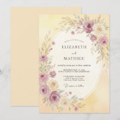 Mauve Bloesem Romantisch Huwelijk Kaart (Voorkant / Achterkant)