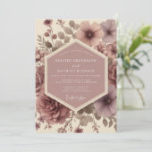 Mauve Bloesem Romantische Bruiloft Kaart (Staand voorkant)