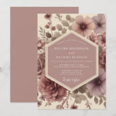 Mauve Bloesem Romantische Bruiloft Kaart (Voorkant / Achterkant)