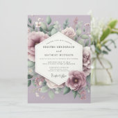 Mauve Bloesem Romantische Trouwdag Kaart (Staand voorkant)