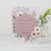 Mauve Bloesem Whimsy Bruiloft Kaart (Staand voorkant)