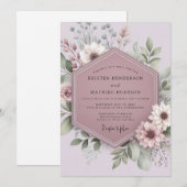 Mauve Bloesem Whimsy Bruiloft Kaart (Voorkant / Achterkant)