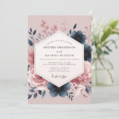 Mauve Bloom Botanische Romantische Bruiloft Kaart (Staand voorkant)
