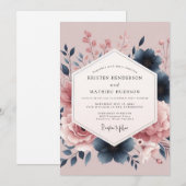 Mauve Bloom Botanische Romantische Bruiloft Kaart (Voorkant / Achterkant)