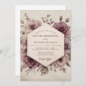 Mauve Bloom Romantic Vintage Wedding Kaart (Voorkant / Achterkant)