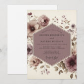 Mauve Bloom Woodland Wedding Kaart (Voorkant / Achterkant)