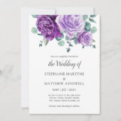 Mauve Blooms Eucalyptus Botanical Wedding Kaart (Voorkant)