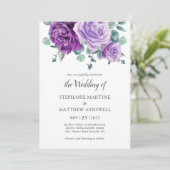 Mauve Blooms Eucalyptus Botanical Wedding Kaart (Staand voorkant)