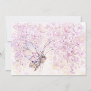 Mauve Blossom & Butterfly Invitation Kaart
