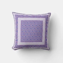 Mauve, Blue en White Ogee Pattern en Polka Dots Kussen