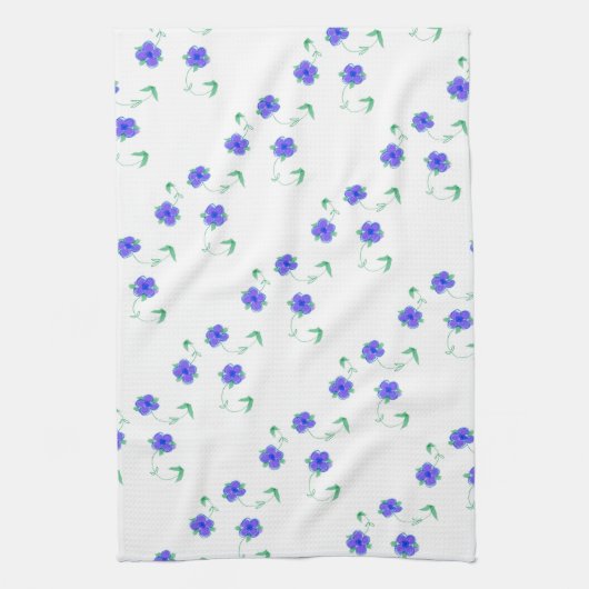 Mauve Blue Floral Theedoek (Verticaal)