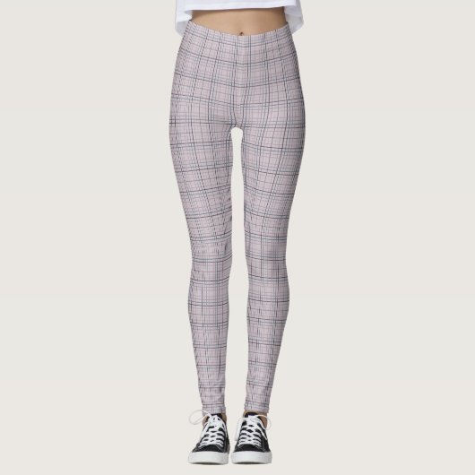 Mauve Blue Grid-controles I Leggings (Voorkant)