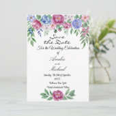 Mauve Blue Peonies Floral Save The Date (Staand voorkant)