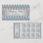 Mauve Blue TribaI Ikat ZigZag Pocket 2019 Kalender Visitekaartje (Voorkant / Achterkant)