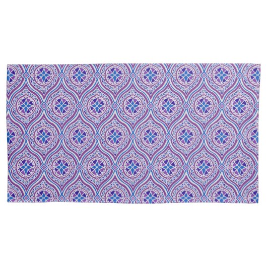Mauve, Blue, White Traditional Ogee Pattern Kussensloop (Voorkant-Links)