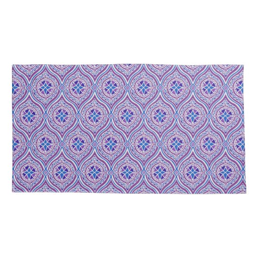 Mauve, Blue, White Traditional Ogee Pattern Kussensloop (Achterkant-Links)