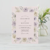 Mauve Blush Geschilderde Bruiloft Kaart (Staand voorkant)