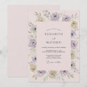 Mauve Blush Geschilderde Bruiloft Kaart (Voorkant / Achterkant)
