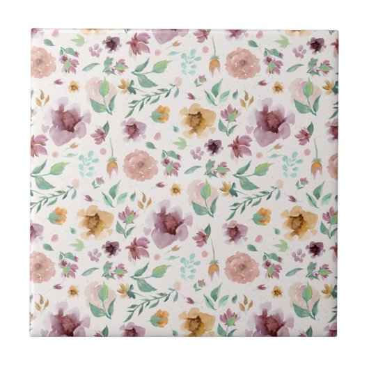 Mauve, Blush, Gold Floral Custom Color Tegeltje (Voorkant)
