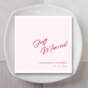 Mauve Blush Handgeschreven Net Getrouwd Servet