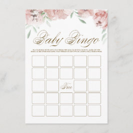 Mauve Blush Pink Flowers Baby shower Bingo Kaart
