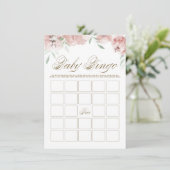 Mauve Blush Pink Flowers Baby shower Bingo Kaart (Staand voorkant)