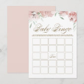 Mauve Blush Pink Flowers Baby shower Bingo Kaart (Voorkant / Achterkant)