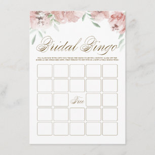 Mauve Blush Pink Flowers Vrijgezellenfeest Bingo K Informatiekaartje