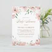 Mauve Blush Pink Waterverf Flowers Baby shower Kaart (Staand voorkant)