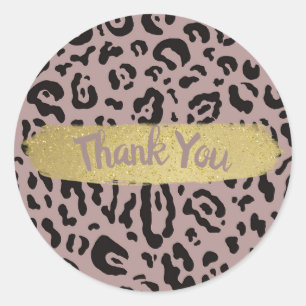 Mauve Blush Roze Luipaard Cheeta Dieren Feest Ronde Sticker
