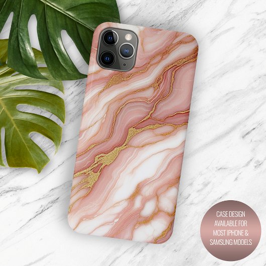 Mauve Blush Roze Rood Goud Marmer Art Patroon Case-Mate iPhone Case