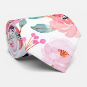 Mauve Blush Stunning Floral Waterverf Patroon Stropdas (Opgerold)