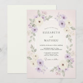 Mauve Blush Watercolor Bruiloft Kaart (Voorkant / Achterkant)