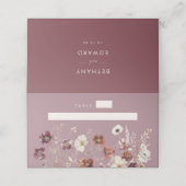 Mauve Boho Herfst Wildflower Wedding Plaatskaartje (Buitenkant ongevouwen)