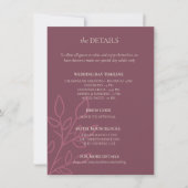 Mauve Boho Minimalist Wedding Details Kaart (Voorkant)