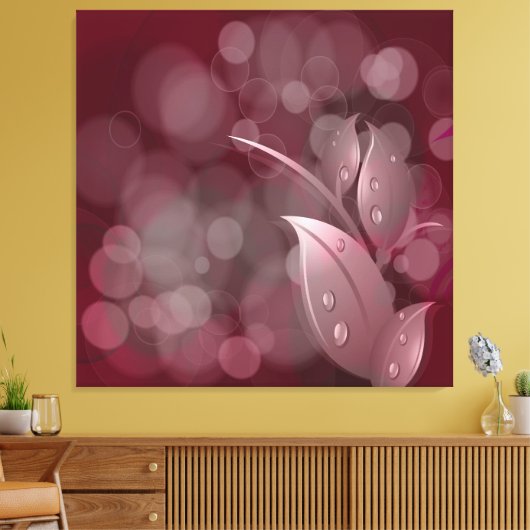Mauve Bokeh bladeren gewikkeld canvas Afdruk (Insitu (Woonkamer))