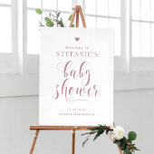 Mauve Bold Script Baby shower Welkom Poster