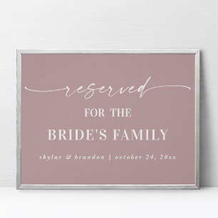Mauve Bord Voor Bruidsfamilie Huwelijk Bord Poster