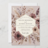 Mauve Botanical Autumn Wedding Kaart (Voorkant)