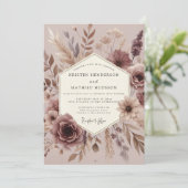 Mauve Botanical Autumn Wedding Kaart (Staand voorkant)