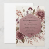 Mauve Botanical Bloom Wedding Kaart (Voorkant / Achterkant)