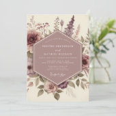 Mauve Botanical Whimsical Wedding Kaart (Staand voorkant)